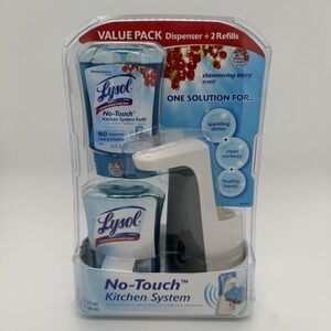 Lysol No Touch Kitchen System Dispenser Shimmering Berry w/ 1 Soap Refill
